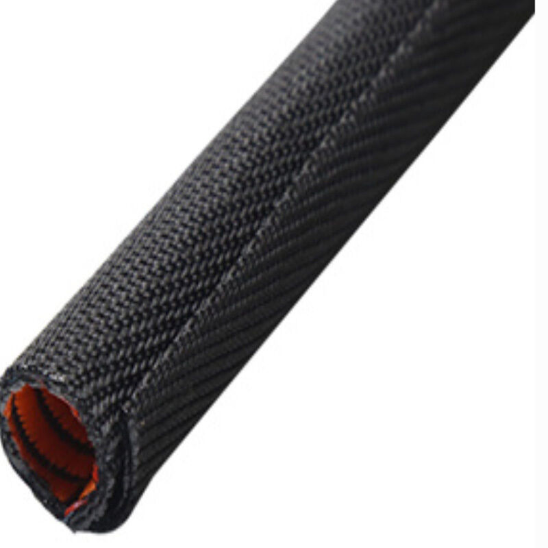 Dual Layer Expandable Braided Sleeving Wear Resistant Self Closing Wire Wrap Orange Black