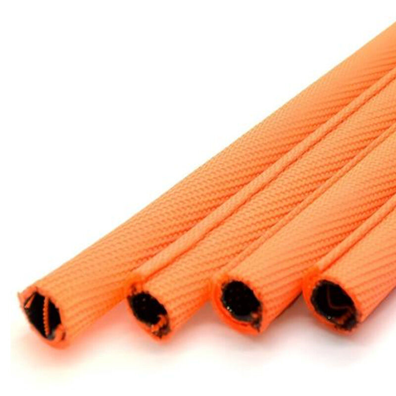 Dual Layer Expandable Braided Sleeving Wear Resistant Self Closing Wire Wrap Orange Black
